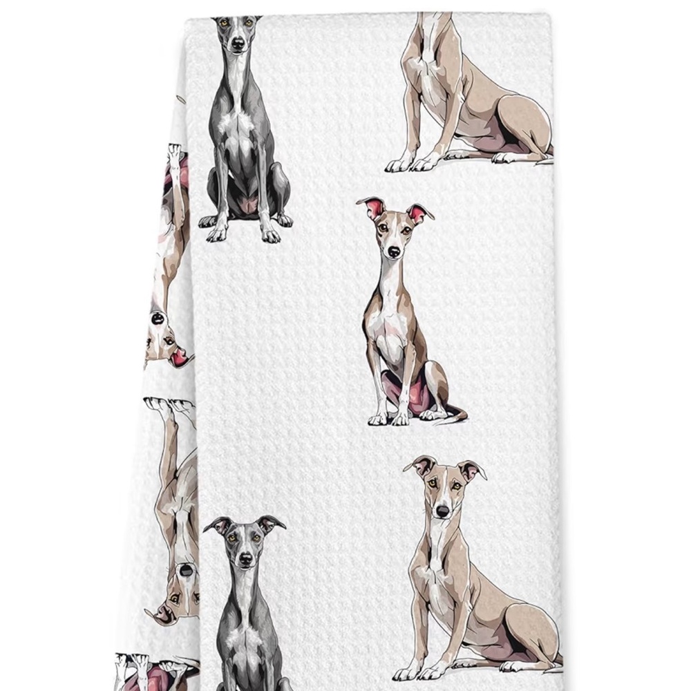 NWT/SET of TWO/DOG LOVERS/Greyhound Kitchen/Tea Towels/W-16 X L-24 Inches - Picture 5 of 9